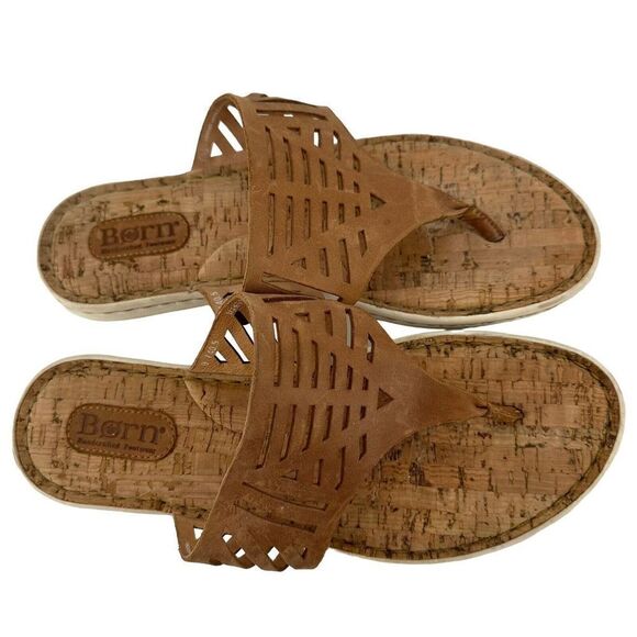 Born Sandals Brown Genuine Leather Womens Size 9 Eliora Thong Flip Flop Boho - Picture 2 of 9